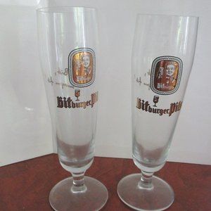 Bitburger Pils Pilsner Logo Beer Glasses 0.2L German set of 2